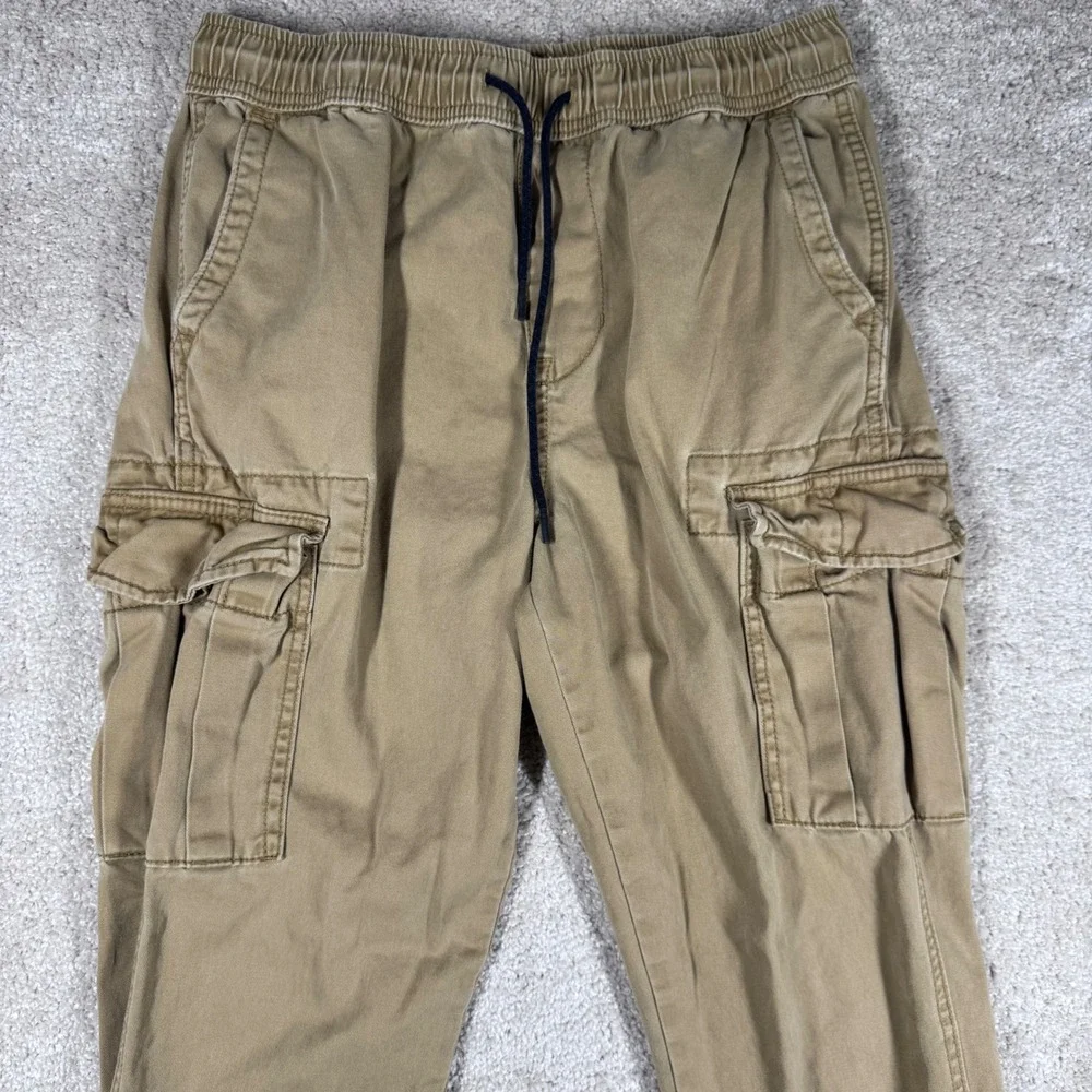 Aeropostale Mens XS Cargo Jogger Pants Khaki Tan Cotton Elastic Waist 4795 Y2K‎
